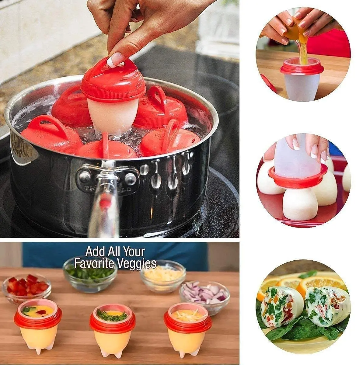3/4/6 шт./упаковка силиконовые антипригарные стаканы для варки яиц | Дом и сад