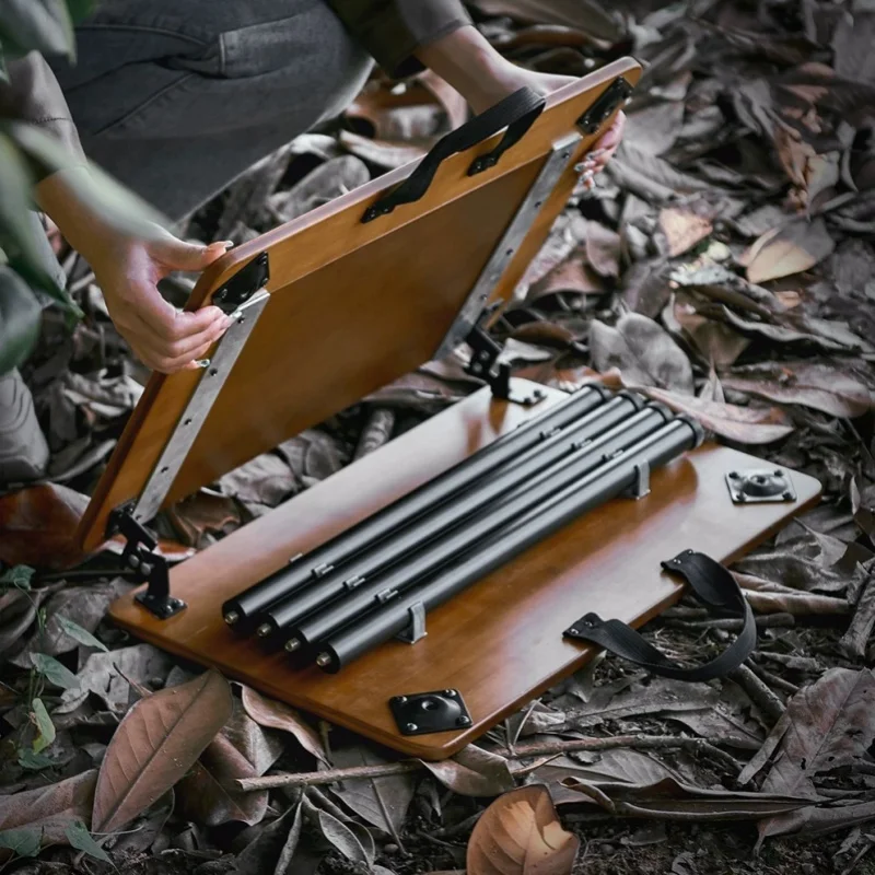 Открытый стол IGT Портативный подъемный для кемпинга Бамбуковый и деревянный