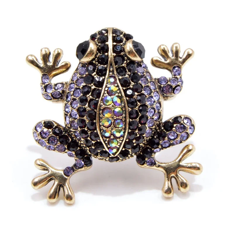 

CINDY XIANG 3 Colors Choose Rhinestone Frog Brooches for Women Vintage Fashion Animal Pin Cute Vivid Carton Style Jewelry
