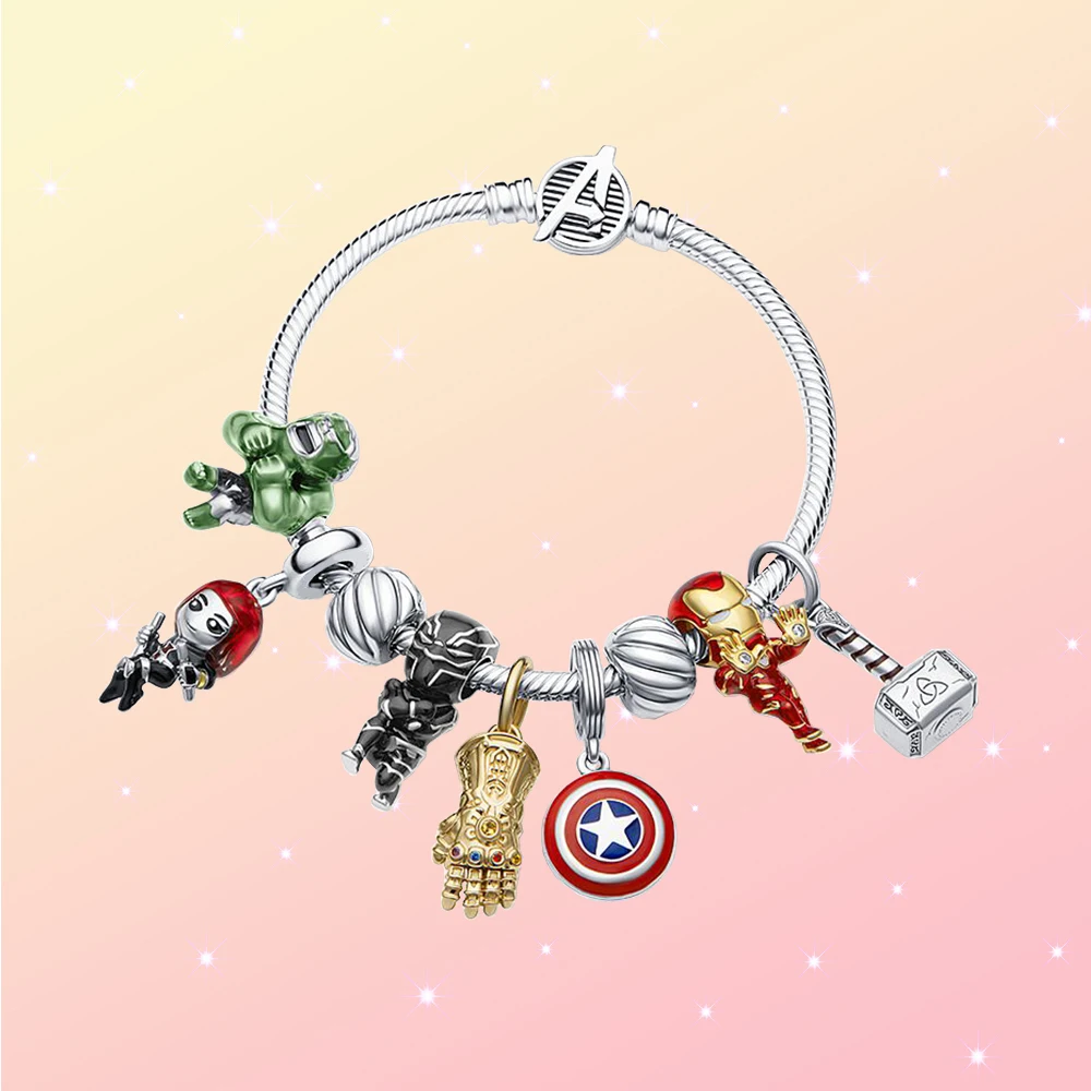Шарм-браслет серебряного цвета с героями ALE 925 для оригинального Pandora лидер продаж