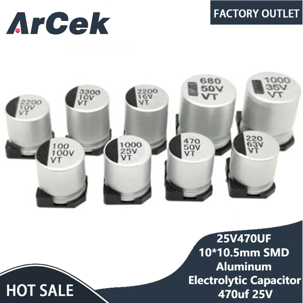 

10 шт. электролитический конденсатор 25 в 10,5 мкФ 10*470 мм SMD алюминиевый электролитический конденсатор мкФ 25 в
