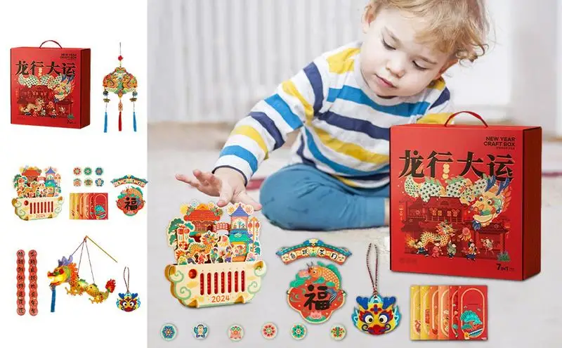 

2024 Chinese New Year Gifts DIY Dragon Craft Kit Good Luck Charm Colorful Zodiac Decoration For Holiday Exquisites Gifts