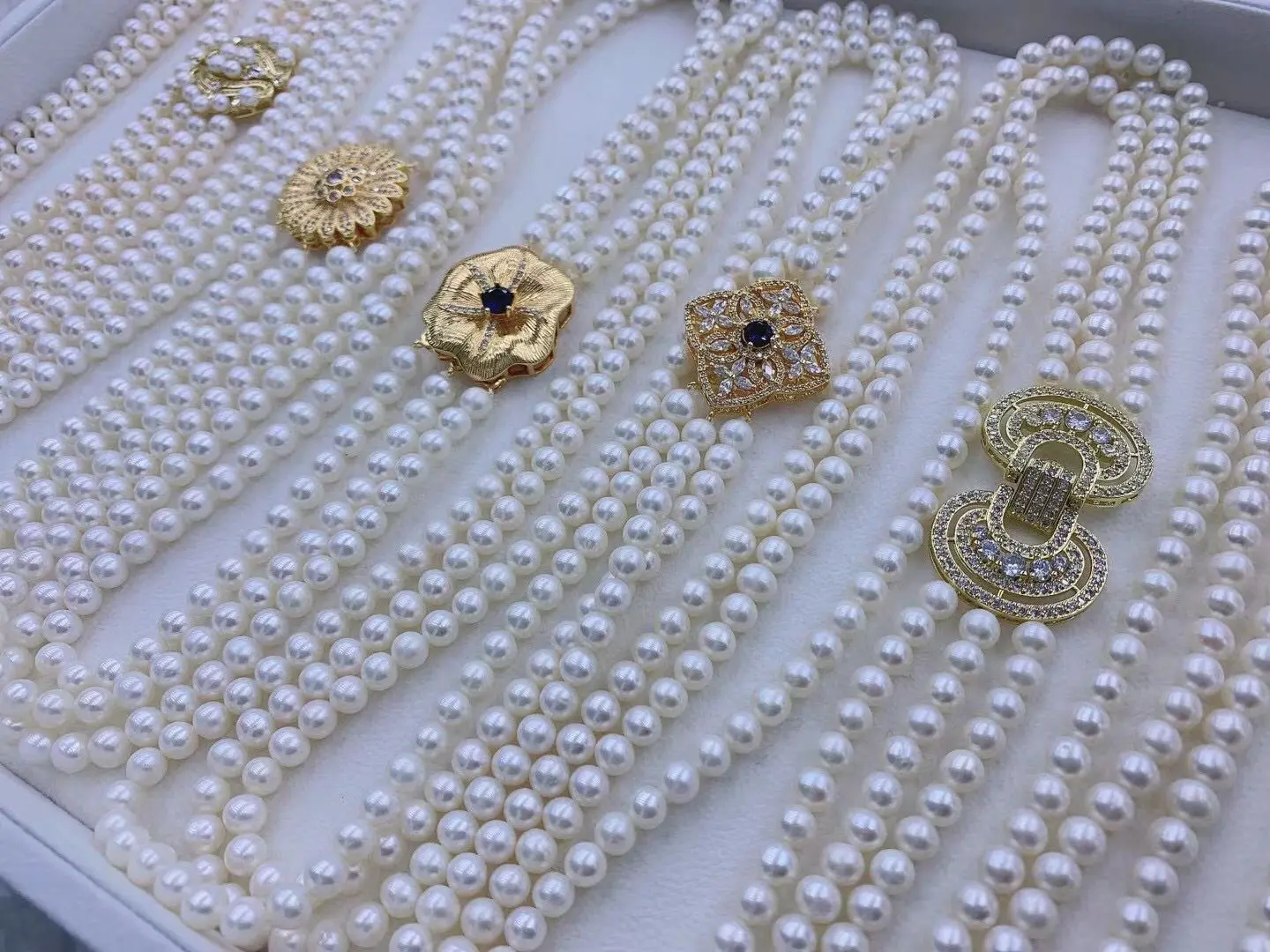 

wholesale Fine 7-8mm AAA white pearl 925S necklaces 25"27"29"