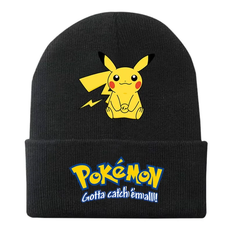 Вязаная шапка с изображением Покемона Пикачу зимняя для мужчин и женщин уличная