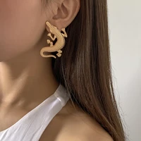 trendy metal animal earrings womens hiphoprock three dimensional golden alloy crocodile stud earrings jewelry for girls