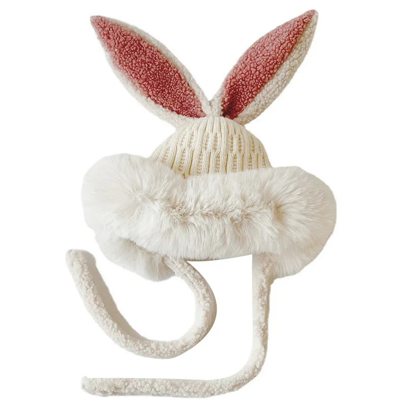 Thicken Plush Protective Ear Hat for Children 2022 Winter Hat for Baby Boy Girl New Korean Fashion Bunny Ear Cap Warm