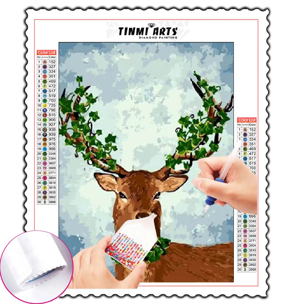 

5D Diy Poured Glue Diamond Painting Kits Scalloped Edge Deer Animal Picture Modern Wall Art Canvas For Home Decor Unique Gift