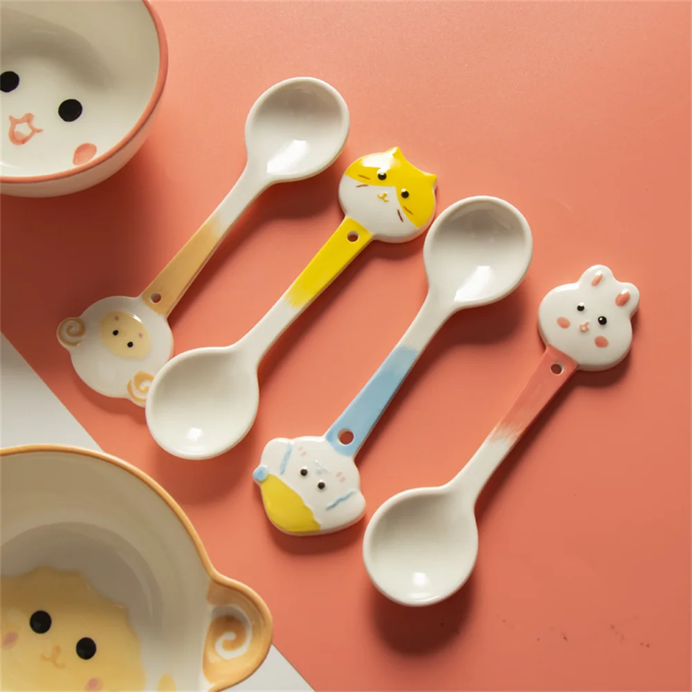 

Fresh Cute Fun Rice Spoon Lovely Wind Ceramic Cartoon Ceramic Spoon Ins Wind Ceramic Spoon Spoon Cute Pet Shape Dessert Spoon