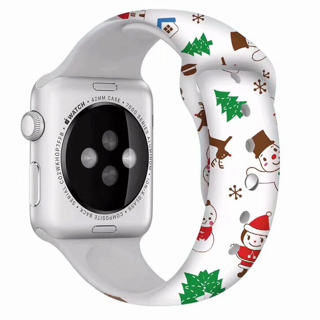 

Onthelevel Christmas Silicone Strap Apple Watch Bands 38/42mm Watchbands Watch Accessories for iWatch 1/2/3/4/5 Christmas gifts