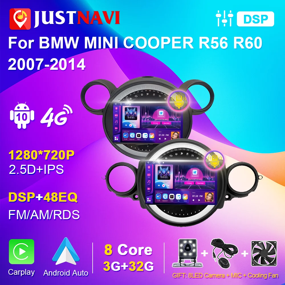 

Autoradio for BMW MINI COOPER R56 R60 2007-2014 Car Radio Stereo IPS Touch Screen Multimedia Video Player Navigation GPS Carplay