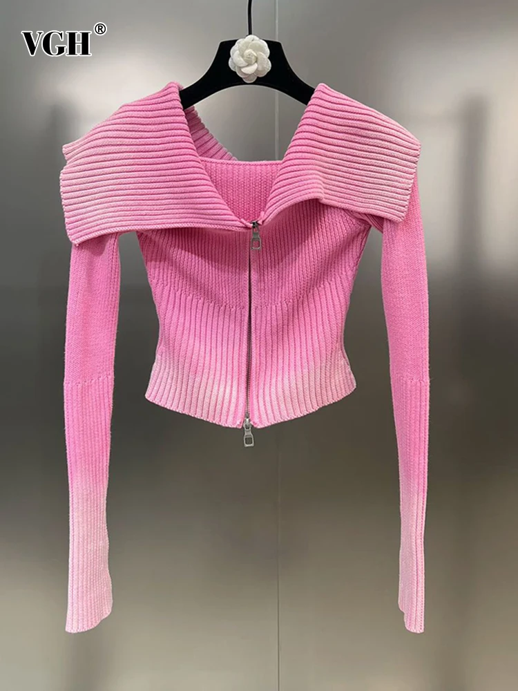 

Женский трикотажный кардиган с длинным рукавом, на молнии