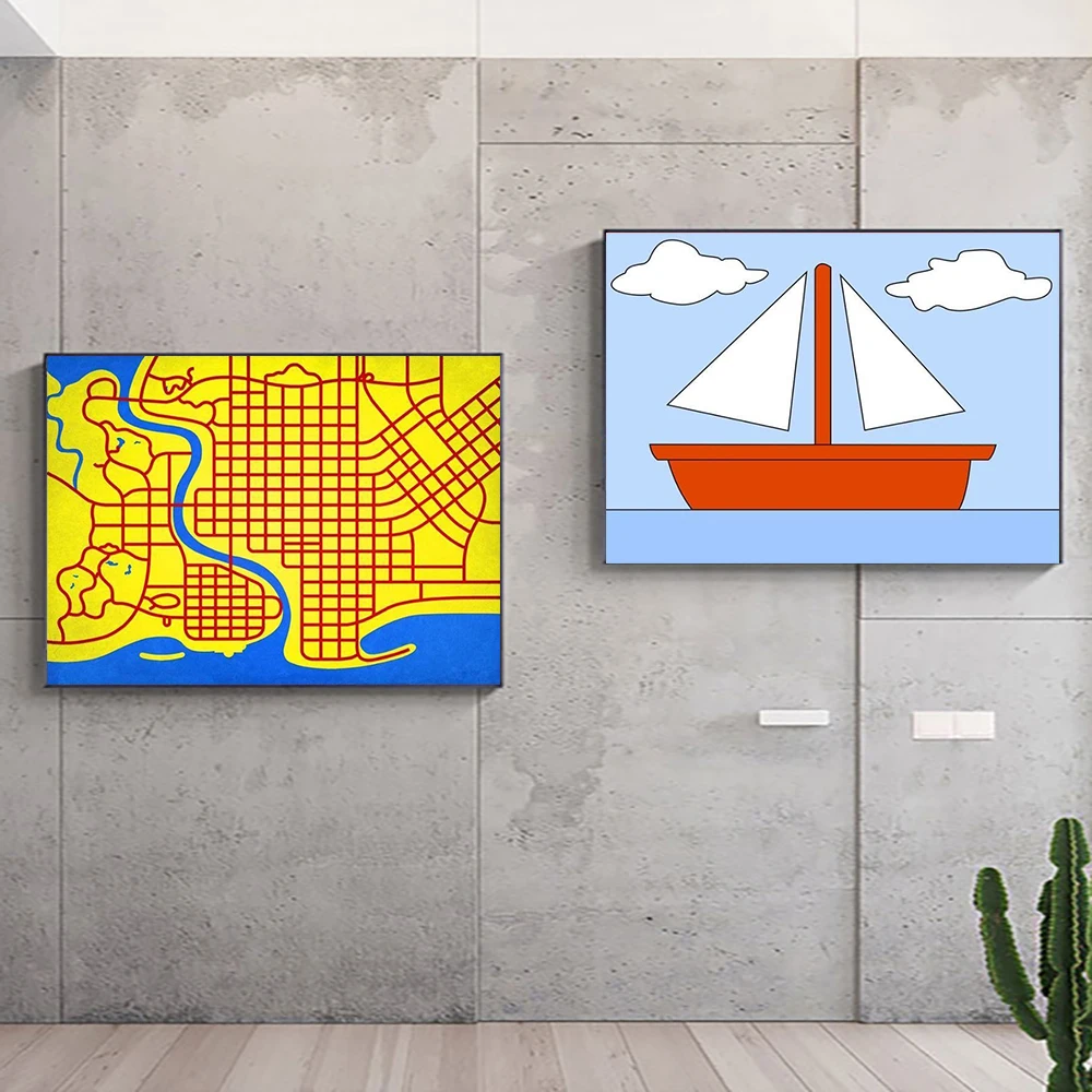 

Modern Simpsons Canvas Posters And Prints Boat Art Pop Painting Vintage Decoration Cuadros Nordic Style Wall Picture For Bedroom
