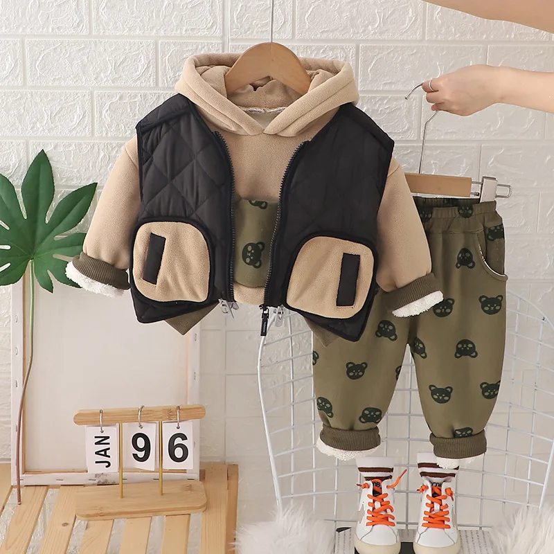 Детский флисовый комплект с длинным рукавом Зимний новый товар детский свитшот