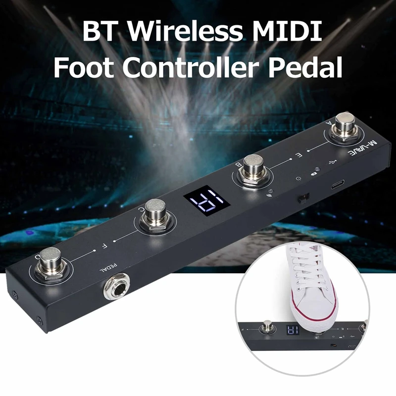 

M-VAVE MIDI Bluetooth controller MIDI pedal pager BT Rechargeable 4 Buttons MIDI Foot Controller Pedal APP Control w M5U0