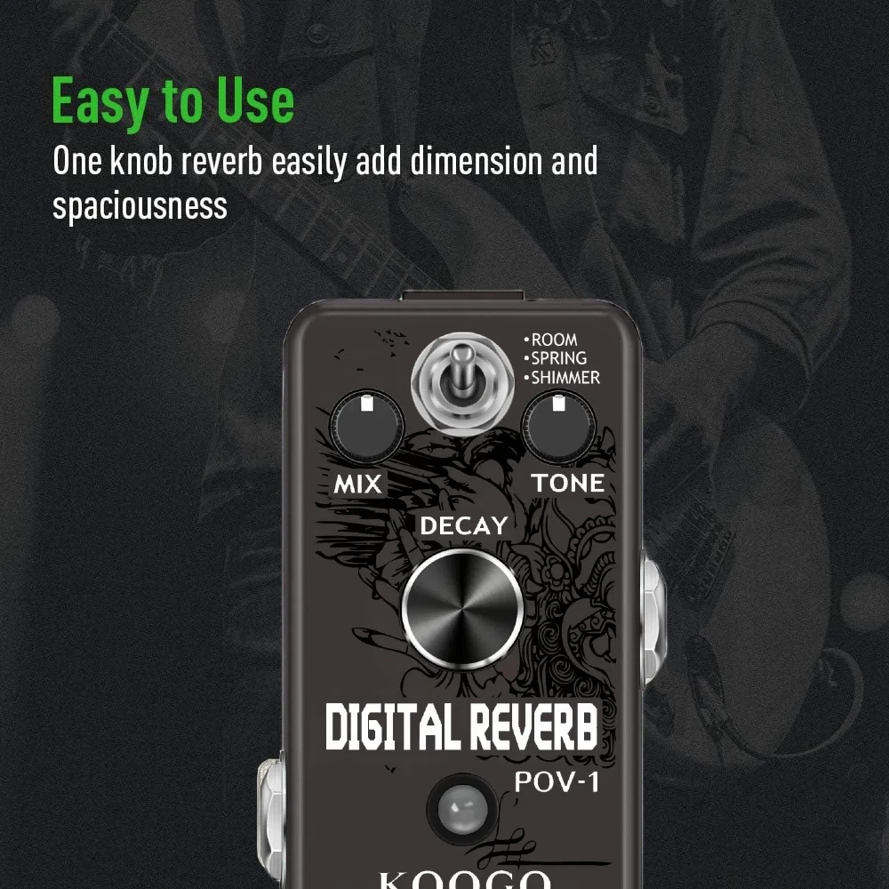 Педаль Реверберации Koogo Для Электрогитары И Бас-гитары — Цифровой Эффект Ocean Verb С