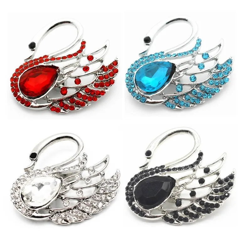 

Hot Sale 10pcs/Lot Metal Colorful Swan Crystal Snap Button Charms Fit 18mm DIY Ginger Women Bracelet&Bangle Jewelry Making