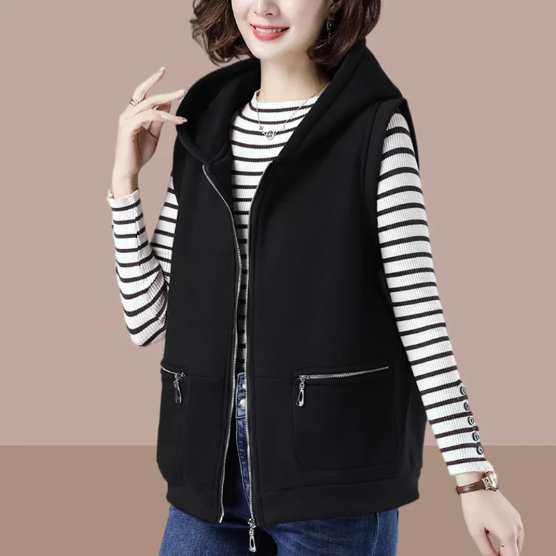 Толстовки с капюшоном жилет куртка для женщин весна-осень 2024 новый корейский