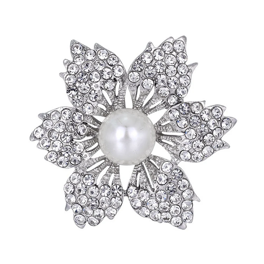 

New Fashion Pearl Round Flower Brooch Accessories Hot Selling Fashion Ladies Jewelry Scarf Buckle Alloy Pearl Brooch