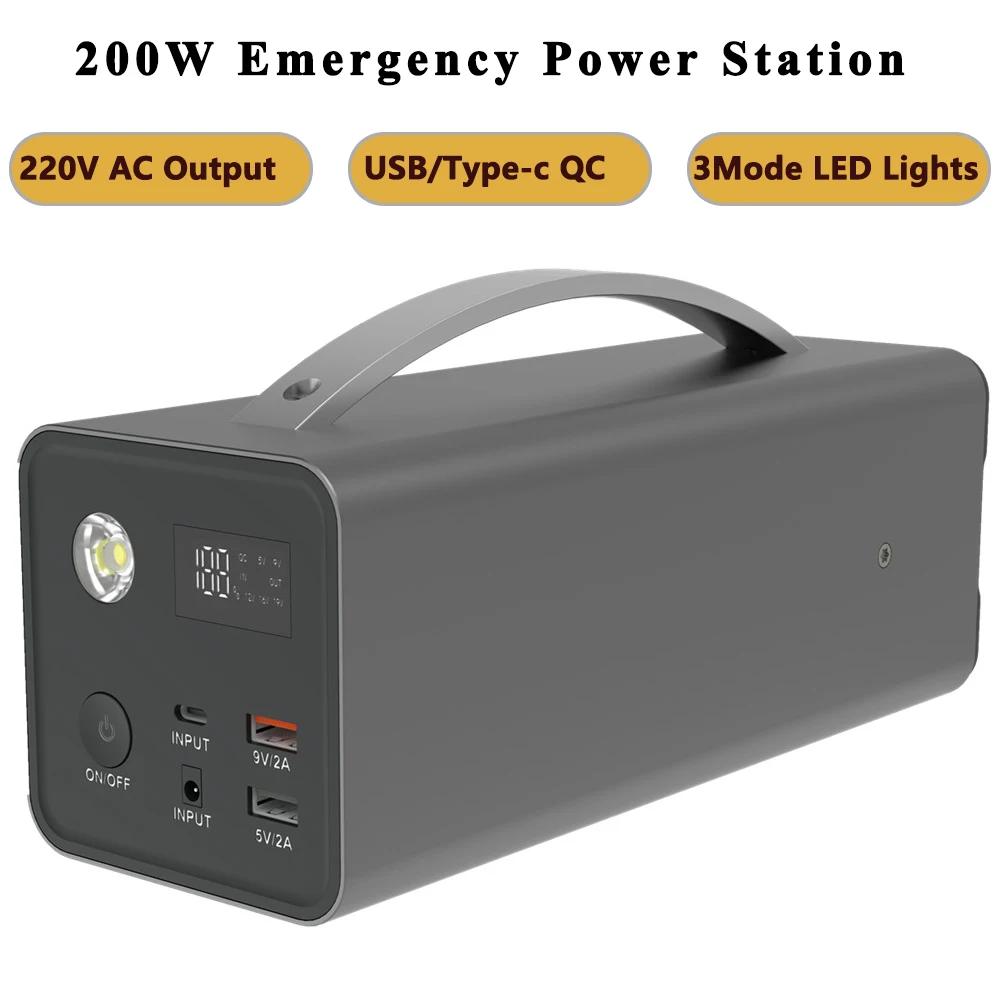 

40000mAh Solar Generator Portable Power Supply Station 200W Portable Auxiliary Battery Power Bank Inverter for Outdoor Camping