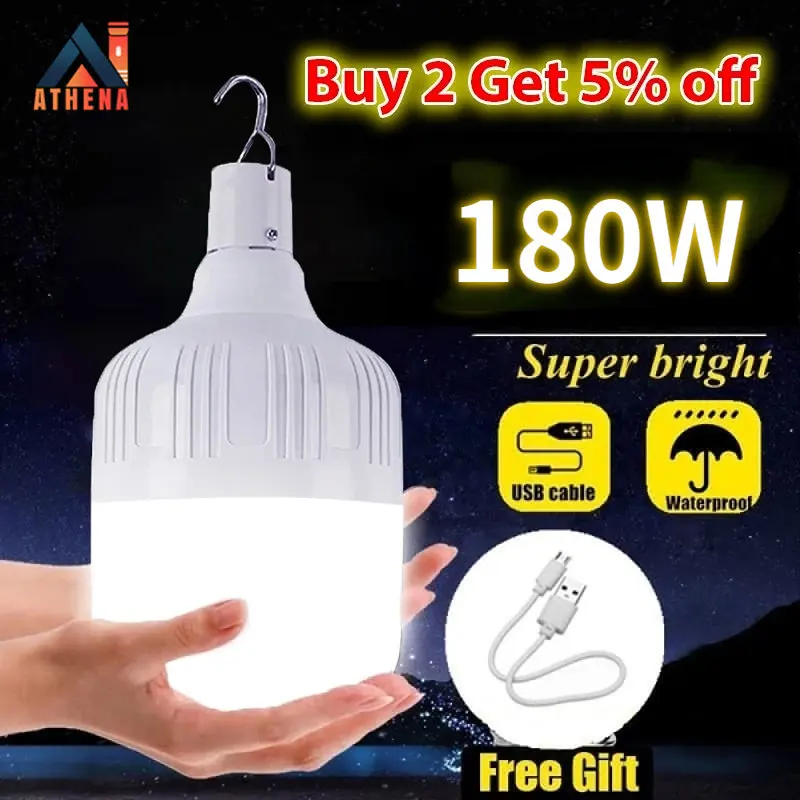 

180W Portable Camping Lights Rechargeable Led Light Camping Lantern Emergency Bulb High Power Lighting Camping Equipment Bulb