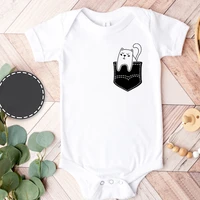 cute cat baby bodysuits cat in pocket bodysuit cat lover baby girl clothes funny animal new born baby items 7 12m
