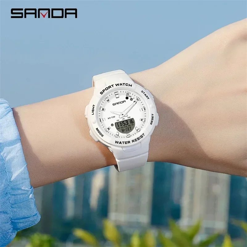 Часы наручные SANDA женские кварцевые в стиле милитари водонепроницаемые до 5 атм