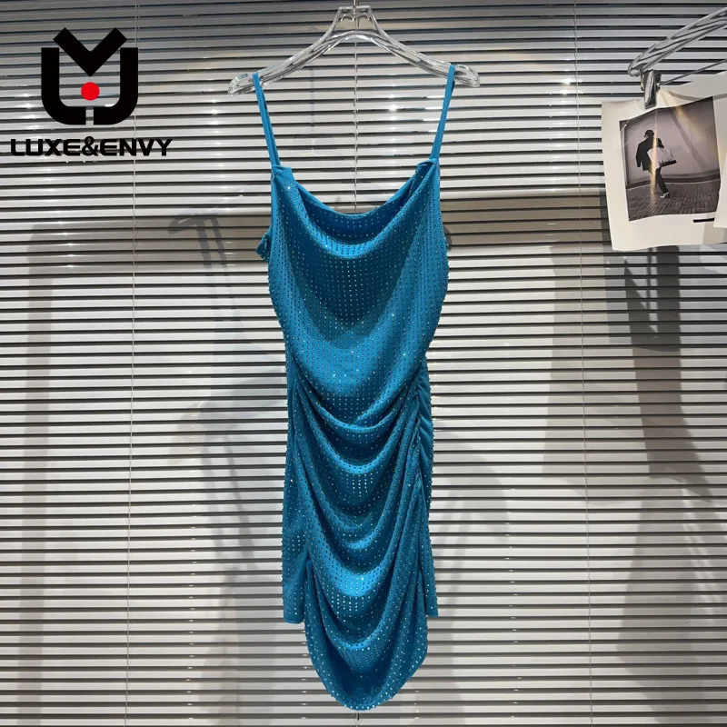 

Женское Плиссированное Платье люкс & ENVY, однотонное облегающее Платье До Колена без рукавов с бриллиантами, лето 2023