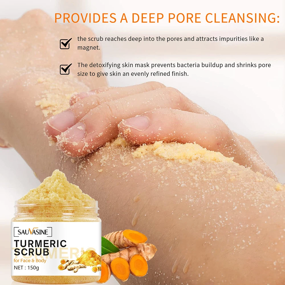 

Turmeric Scrubs Body Skin Brightening Face Scrub For Dark Spots Lemon And Ginger Scent For Waist Legs Thighs Whiteing Body Care