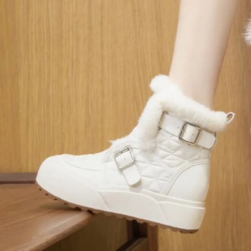 Женские зимние ботильоны из микрофибры на платформе