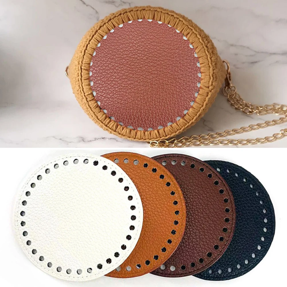 

1PCS Bag Supplies Round Leather Bottom Crochet Bag Making Bottom Mat Cushion Purse Pad Bottom Base