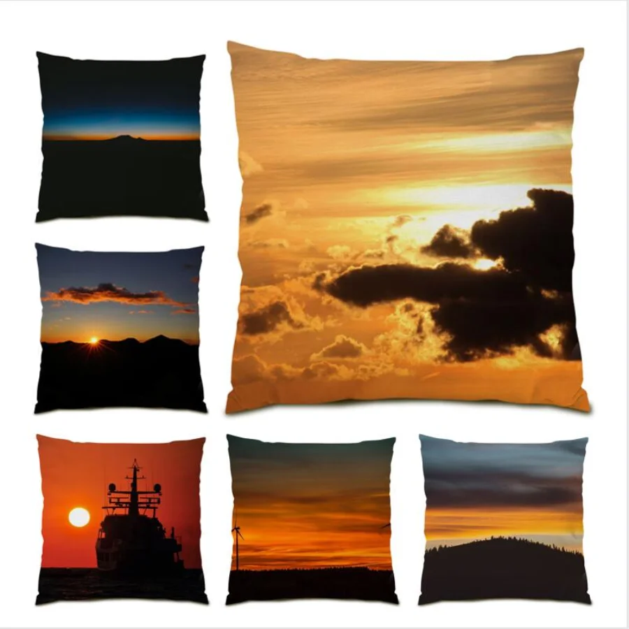 

Natural Sunset Fire Clouds Throw Pillow Covers Personalized Living Room Decoration Cushion Cover 45x45 Home Decor Velvet E0801