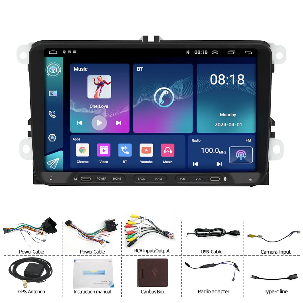 9-дюймовая автомагнитола Android для Volksbottom Edge, 6 кнопок, CarPlay, Android Auto, GPS-навигация, Bluetooth, управление с руля (art.: 3920db4cbbe02) - 3920db4cbbe02