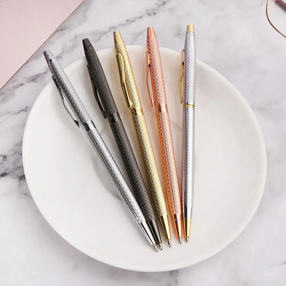 

Business Wave Pattern Stationery Metal School Signature Pen Writing Supplies Metal Ballpoint Stainless Steel