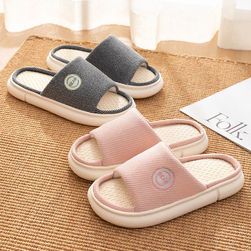

Women Spring Slippers Men House Cotton Slipper Indoor Bedroom Slippers Lady Office Slides Thick Platform Sandal Non-slip Slipper