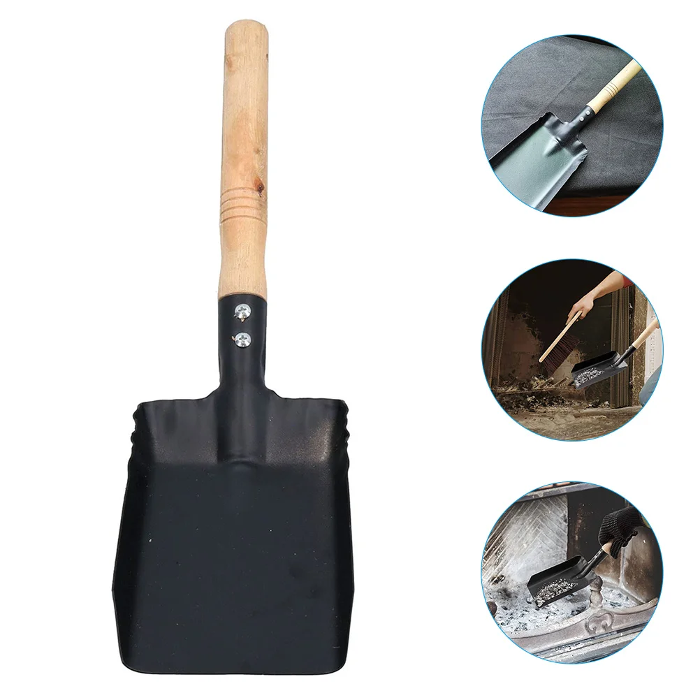 

Spade Small Iron Soil Litter Gardening Scoop Handle Cleaning Practical Garden Wooden Dig Portable Convenient Stove Point Round