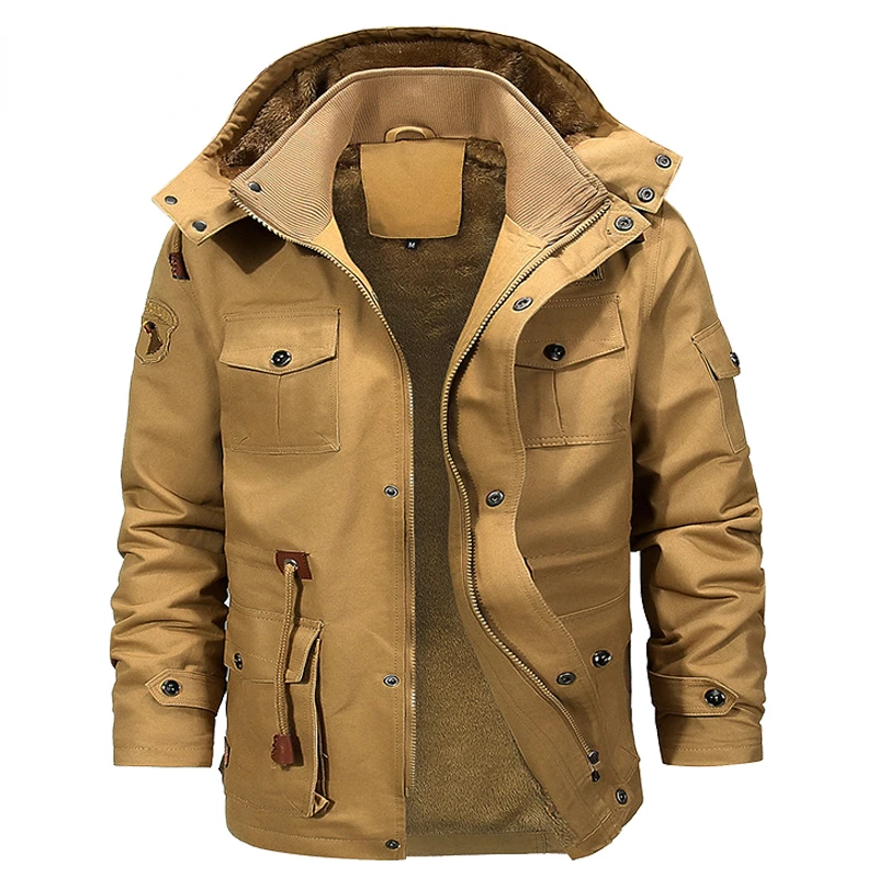 

Мужская зимняя флисовая куртка в стиле милитари, повседневное плотное теплое пальто, мужские армейские пилоты, куртки-карго, верхняя одежда, куртка с капюшоном, 2023