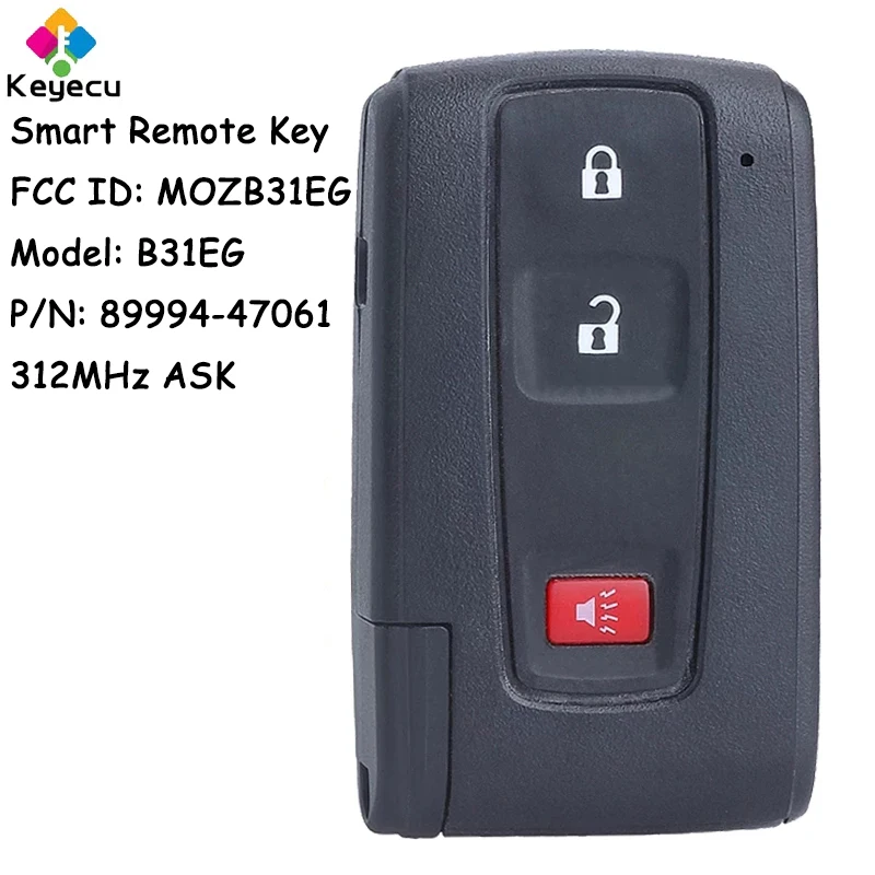 

KEYECU Smart Remote Car Key With 3 Buttons 312MHz for Toyota Prius Hybrid 2004 2005 2006 2007 2008 2009 Fob MOZB31EG 89994-47061