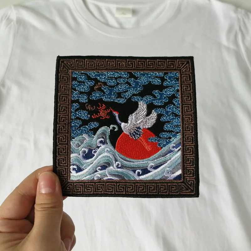 Нашивка с крыльями летящего крана птицы железная нашивка для одежды