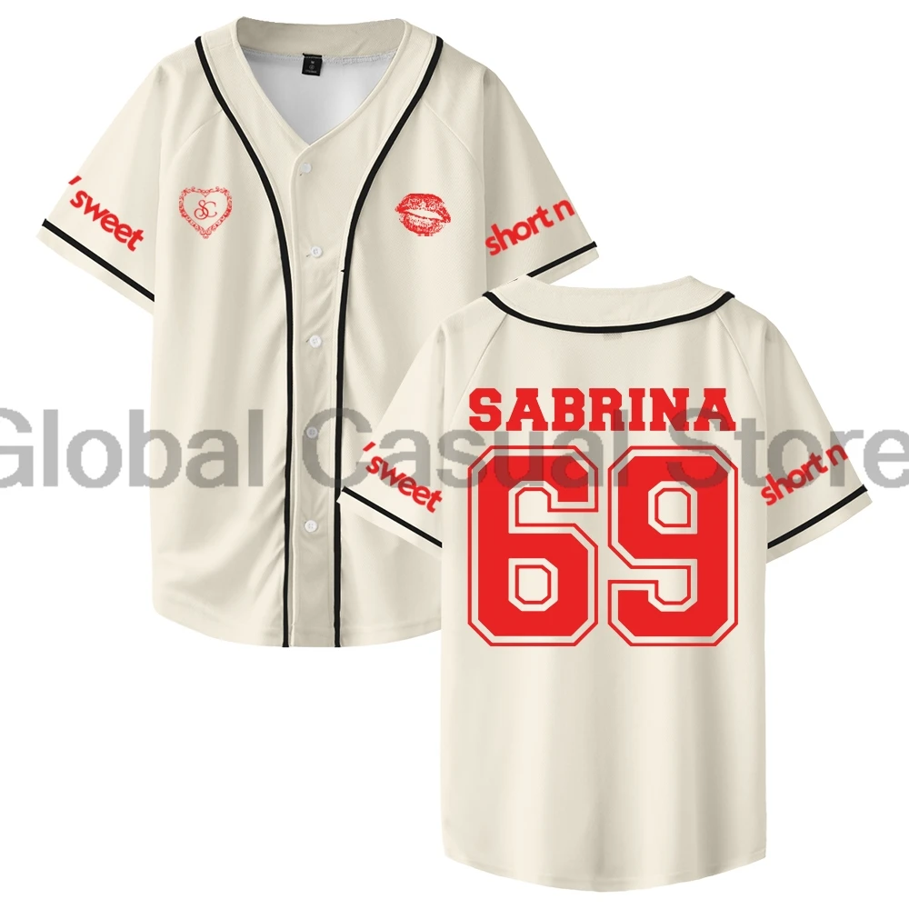 Короткая Бейсбольная Футболка Sabrina плотника n' Sweet Merch 69 с логотипом рубашки