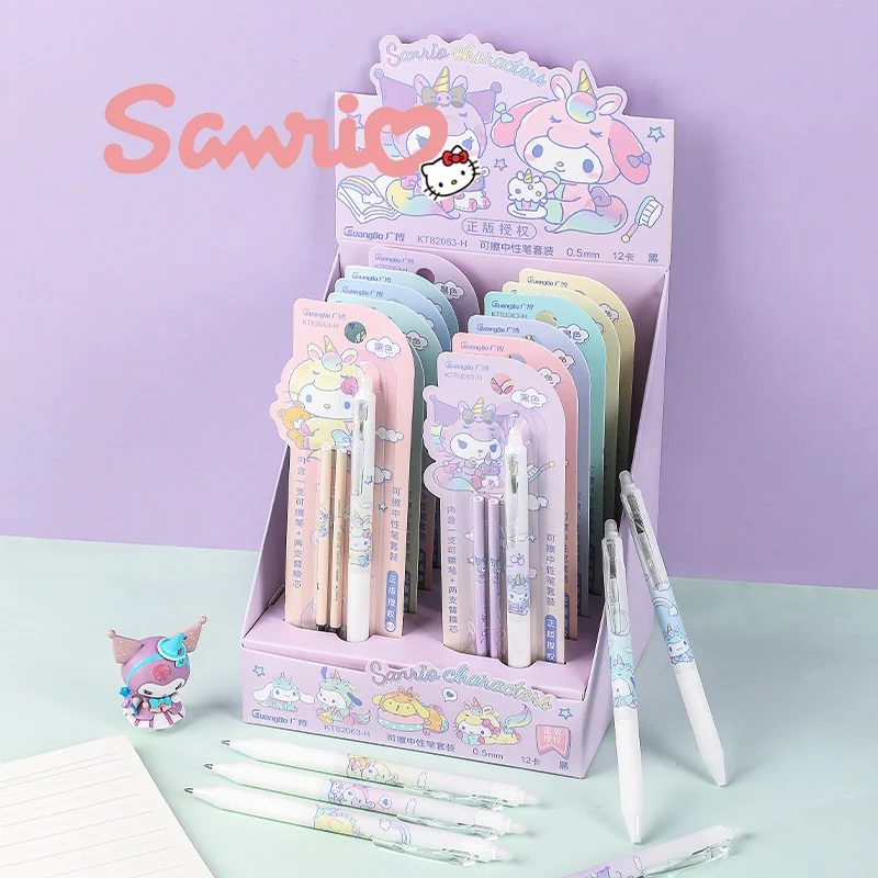 

Ручка гелевая Sanriod со стираемыми стержнями, набор из 2 запасных частей, милые школьные канцтовары в стиле аниме, понравился, Cinnamoroll, оптовая п...