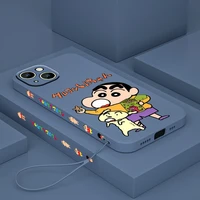 anime crayon shin chan for apple iphone 13 12 mini 11 pro xs max xr x 8 7 6 plus liquid left rope silicone phone case capa cover