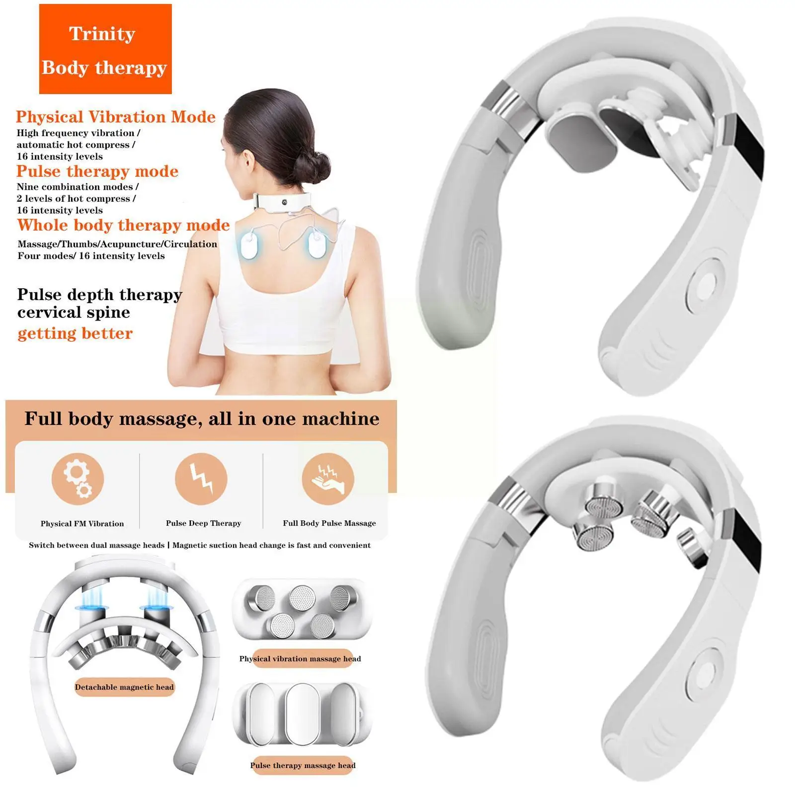 

Новый Умный Электрический массажер для шеи, Вибрационный массажер для шеи, сжимающий боль, низкочастотный шейный импульсный массажер для с...