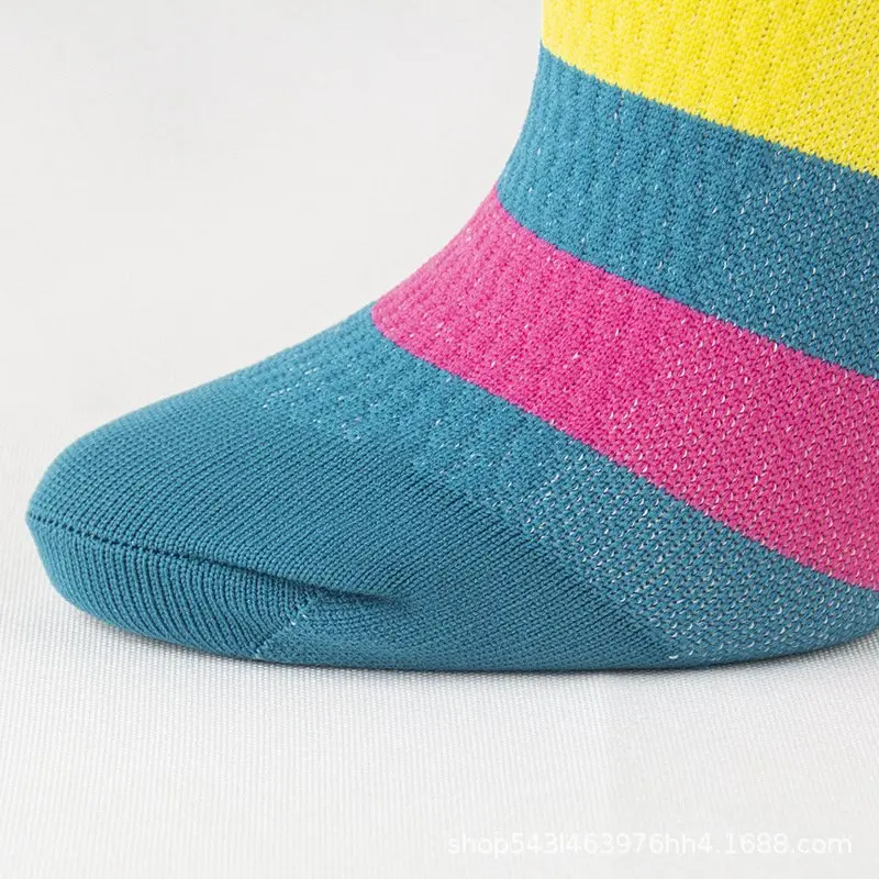 3pcs Stripe Multicolour Keep Warm Outdoor Medium Tube Socks Unisex Elasticity Sports Pressure Socks Varicose Veins Socks