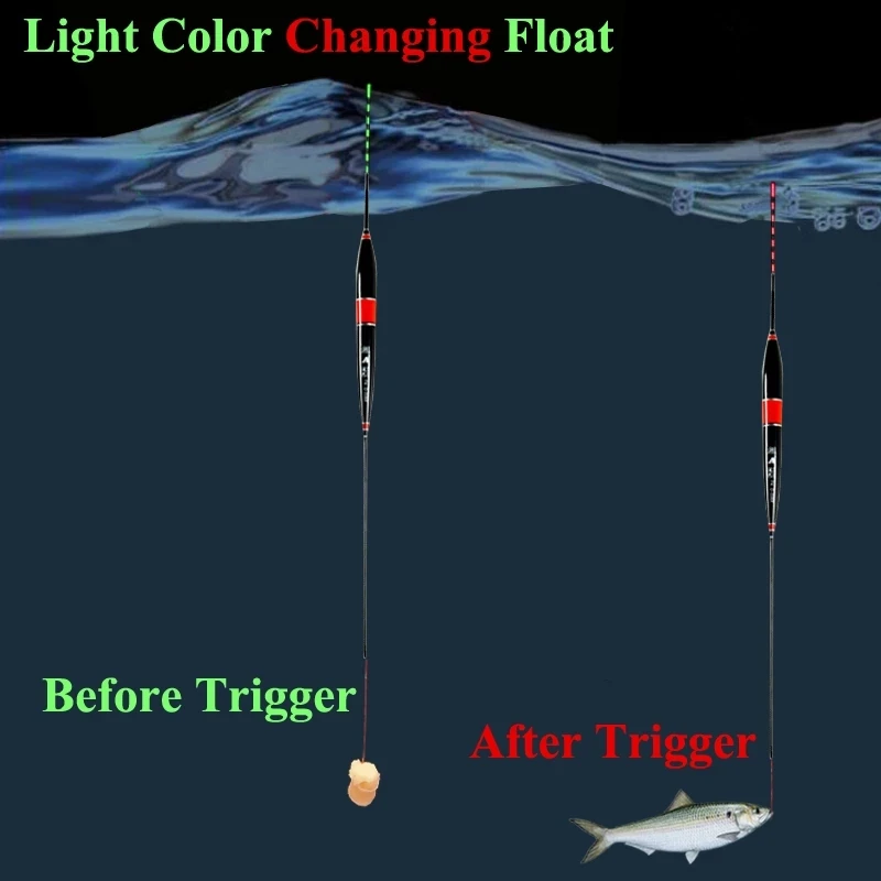 Smart Fishing Float Bite Alarm Fish Bait LED Light Color Change Automatic Night Electronic Changing Buoy Glow In The Dark CR425 enlarge