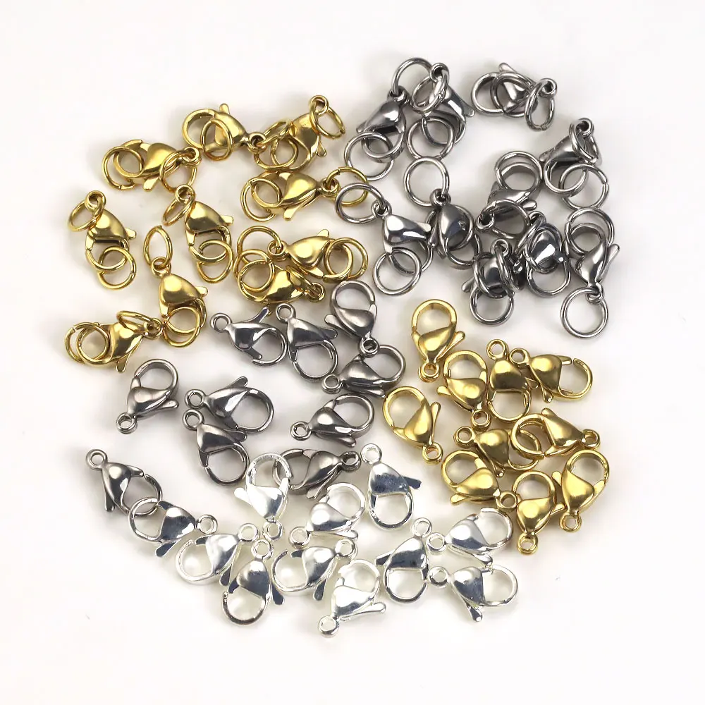 

20Pcs/lot Stainless Steel Gold-Plate Lobster Clasp Jump Rings For Bracelet Necklace Chains DIY Jewelry Making Findings Supplies