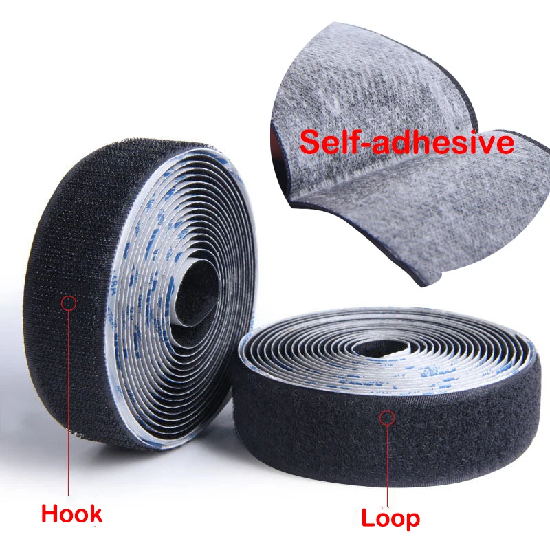 

1meter Self Adhesive Hook and Loop Fastener Tape Velcroing Strips Sticker Scratch Adhesif with Glue for DIY16/20/25/30/50/100mm