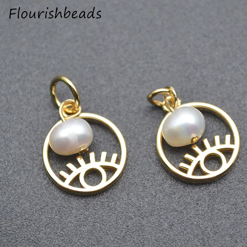 

Evil Eye Design Nickel Free Anti Rust Gold Plated Pearl Beads Metal Bracelet Earrings Charms Pendants Jewelry Making 20pcs/lot
