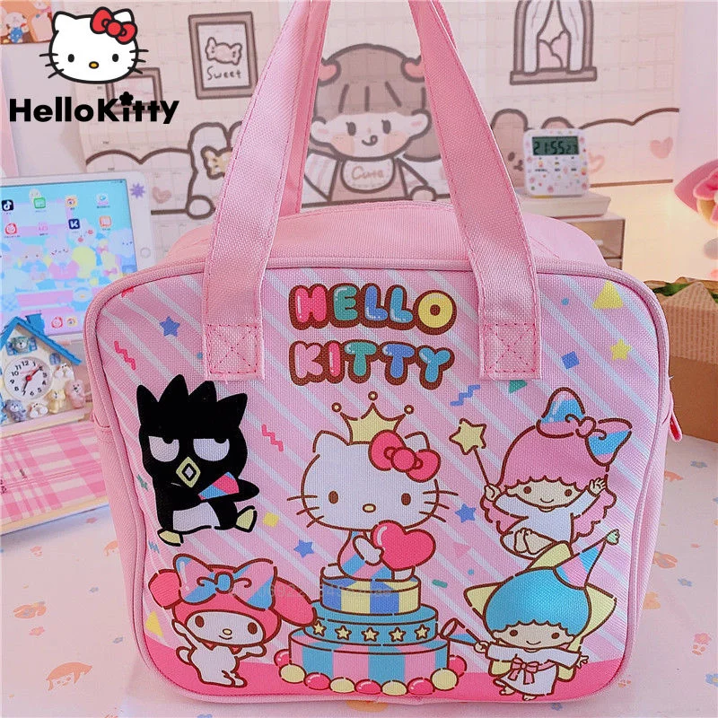 Hello Kitty Handbags Waterproof Lunch Bag Women Thermal Lunch Bags Zipper Oxford Lunch Bags For Kids Food Bags For Work Y2k Girl