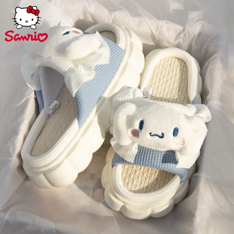 

Домашние тапочки Sanrio Hello Kitty Kuromi, всесезонные женские шлепанцы, мультяшная Удобная дышащая обувь