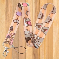 a0313 cute cat lanyard id card cover keys holder phone rope for usb badge holder neck strap keychain cord hang rope lariat gift